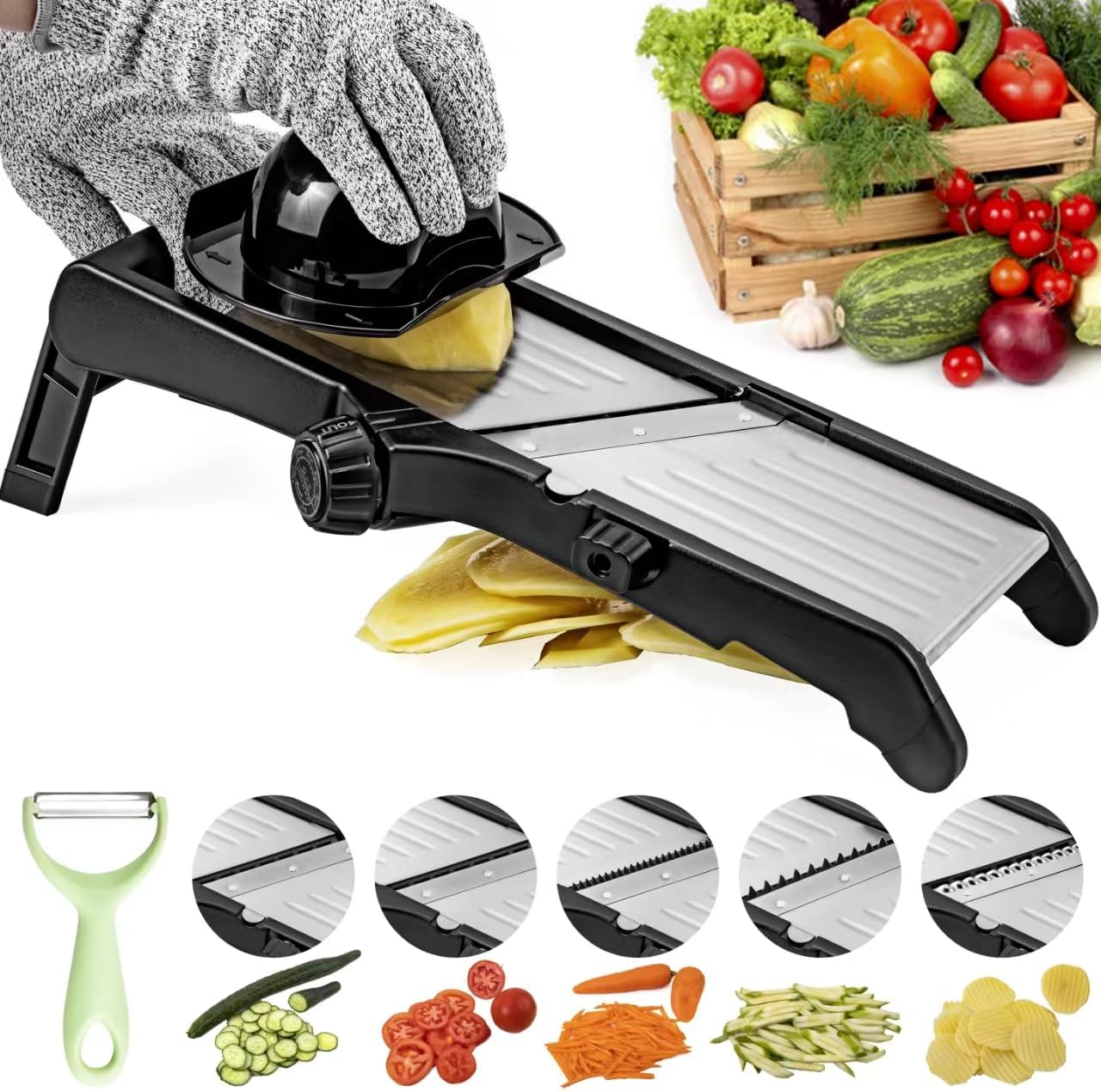 Mandoline Slicer, Adjustable Mandoline Slicer for Kitchen, Mandolin