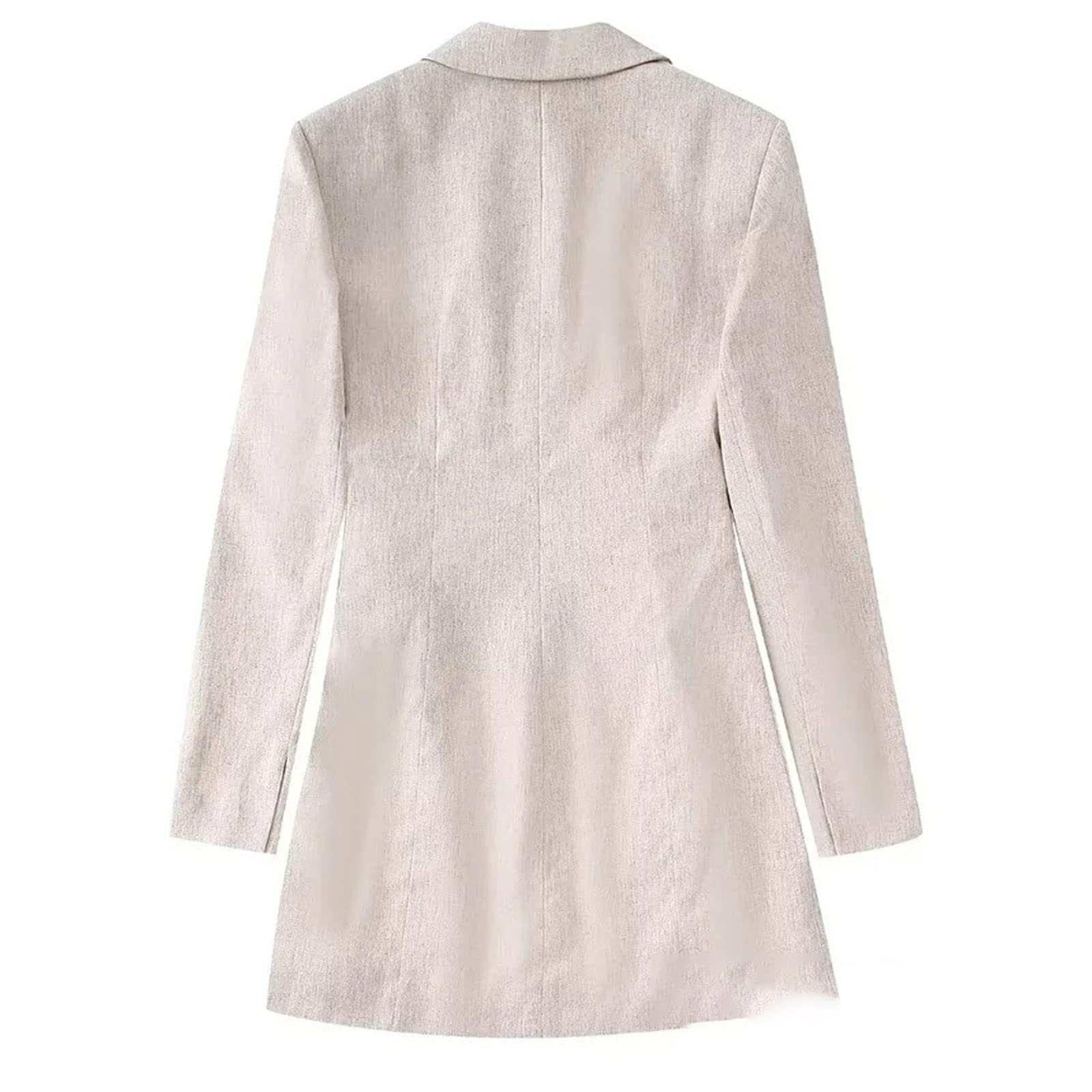 Sukienki damskie vintage beżowa marynarka sukienka damska elegancka sukienka z długim rękawem dekolt w serek pępek odsłonięta biuro pani