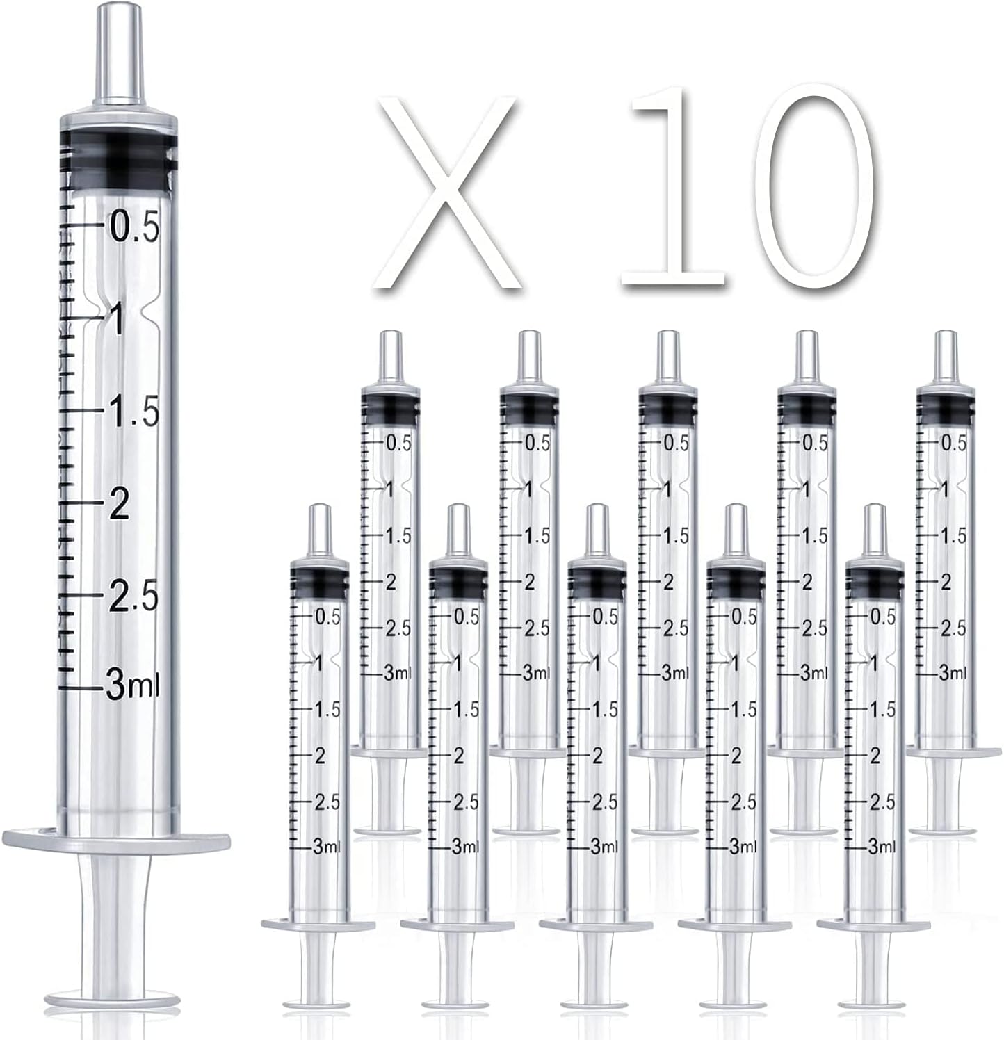 10 Pack 3ml/3cc Syringe Without Needle for Crafts Pets Feeding