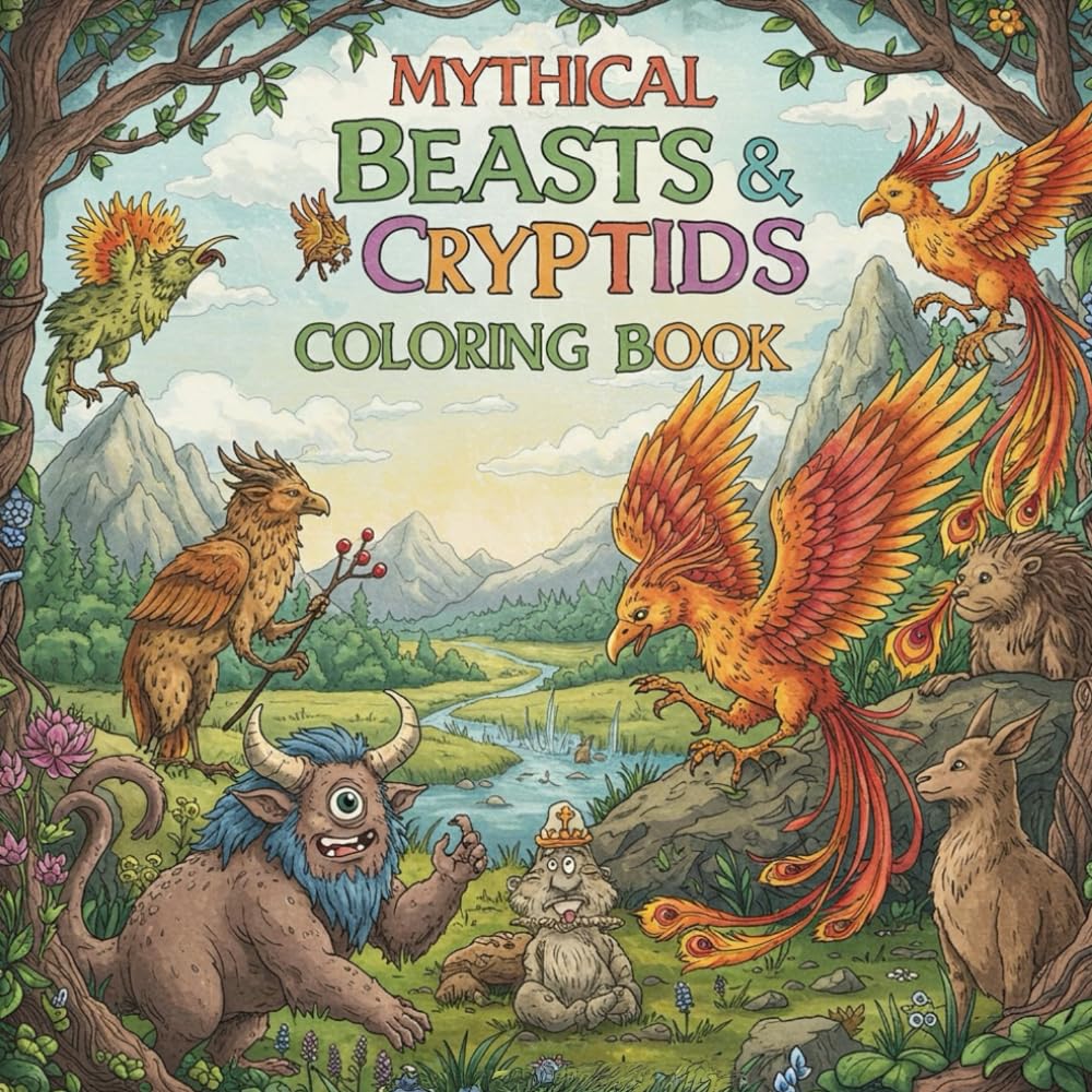 Mythical Beasts & Cryptids Coloring Book: Monsters, Legends & Mythical Beasts: From Cryptids to Fantasy Creatures.
