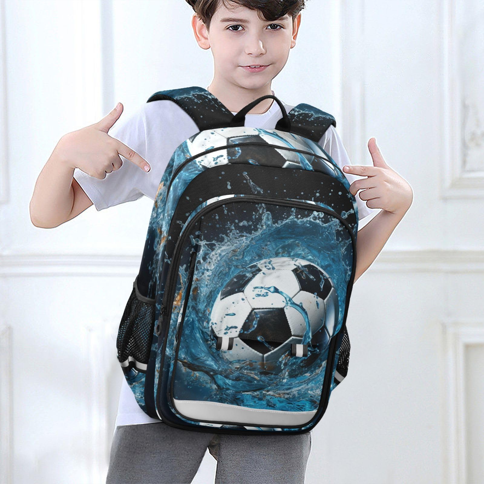 Fútbol De Agua Azul Fresco Mochila Escolar para Estudiantes, Mochilas para Niños, para Viajes y Adolescentes