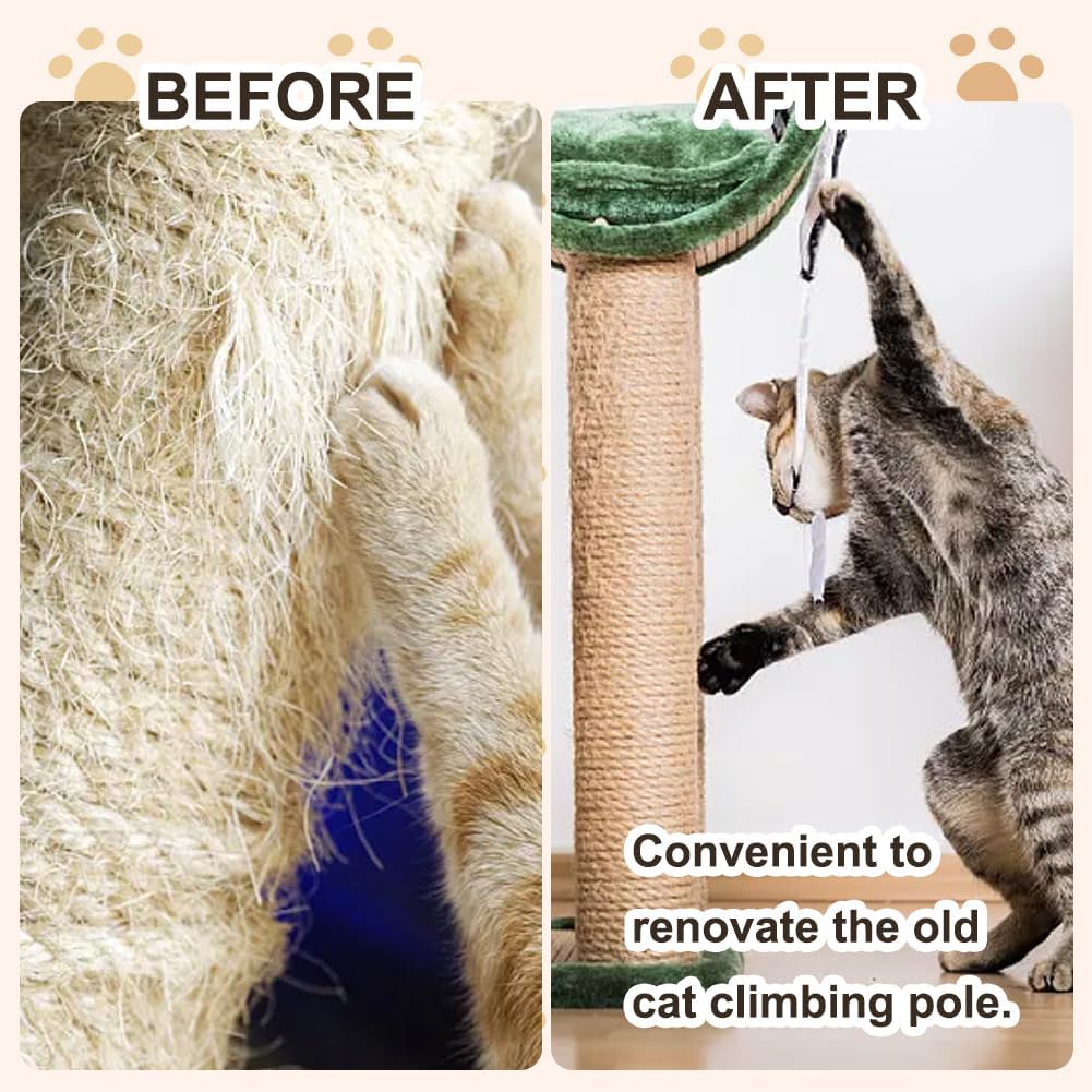 CRASPIR 6mm 164Ft/50M Jute Rope Strong Cat Scratching Post Cord Heavy Duty Thick Natural Macrame Twine String Ginger Yellow for Artworks Crafts DIY Garden Plants Hanging Bundling Repairing Gift Pack