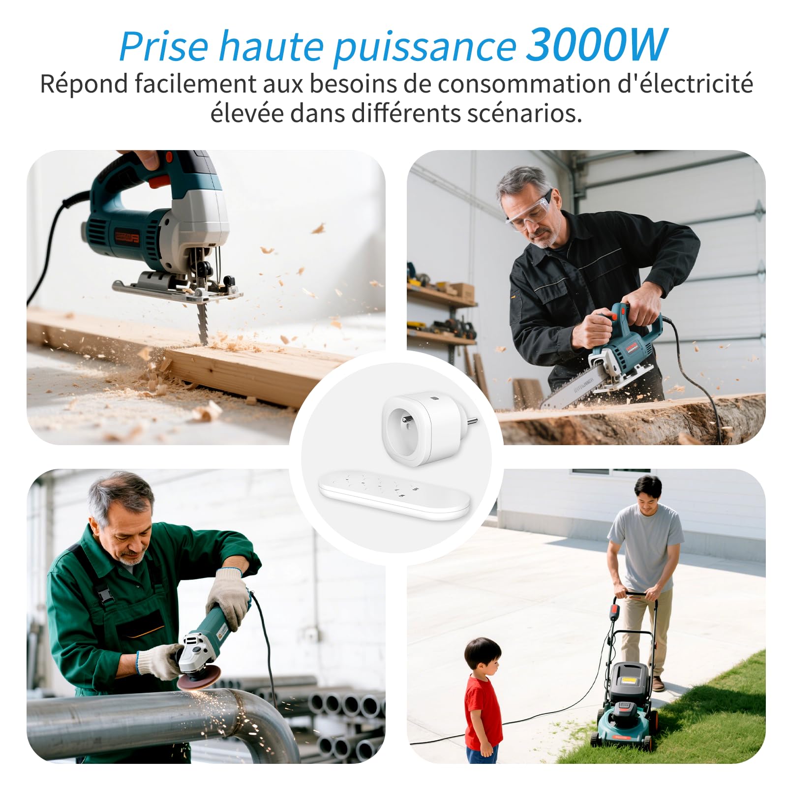 Prise Telecommande sans Fil 3000 W, SURNICE Intelligente Prises Télécommandées Programmable pour Décoration de Vacances, Portée de 80 M, All On/Off, Blanc