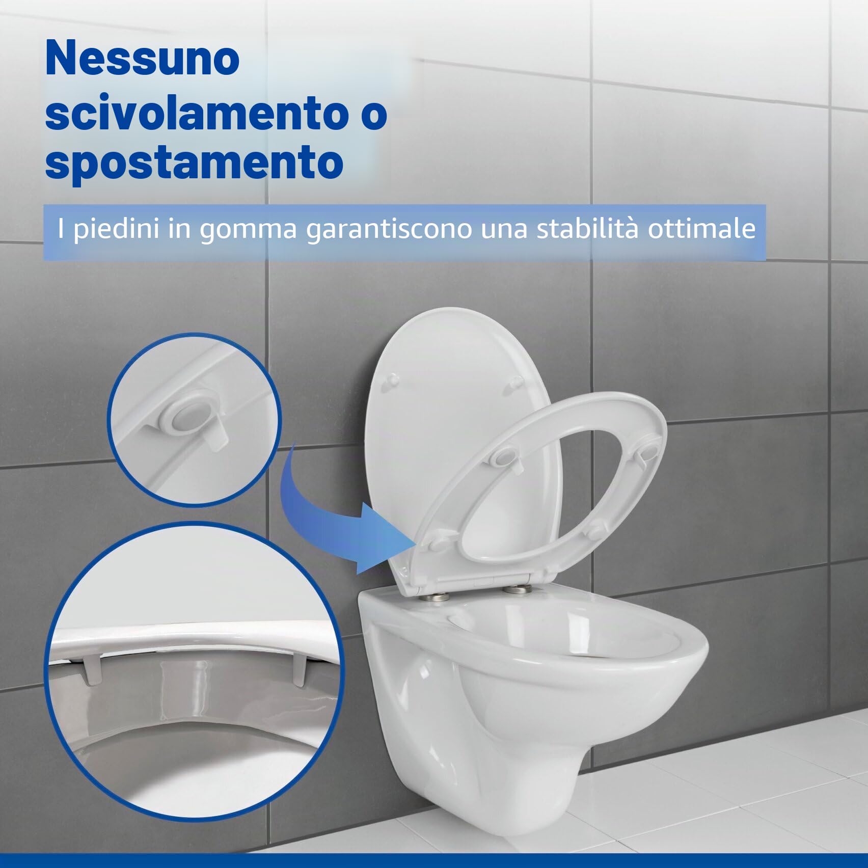 WENKO Sedile WC Rieti - Sedile WC con chiusura automatica ammortizzata, 350 KG portata, Termoindurente, 37 x 44.5 cm, Bianco