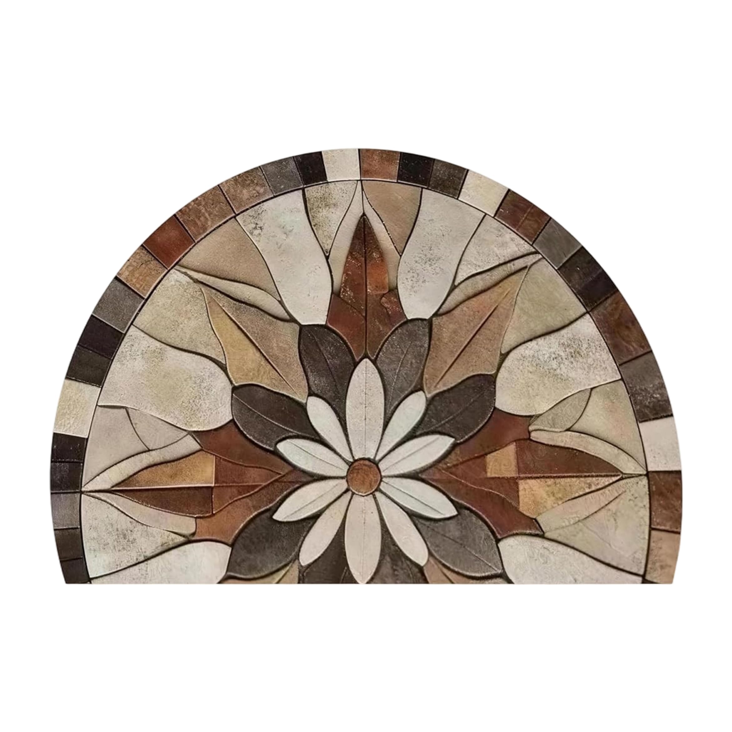 Tapis de porte antidérapant demi-rond entrée velours cristal