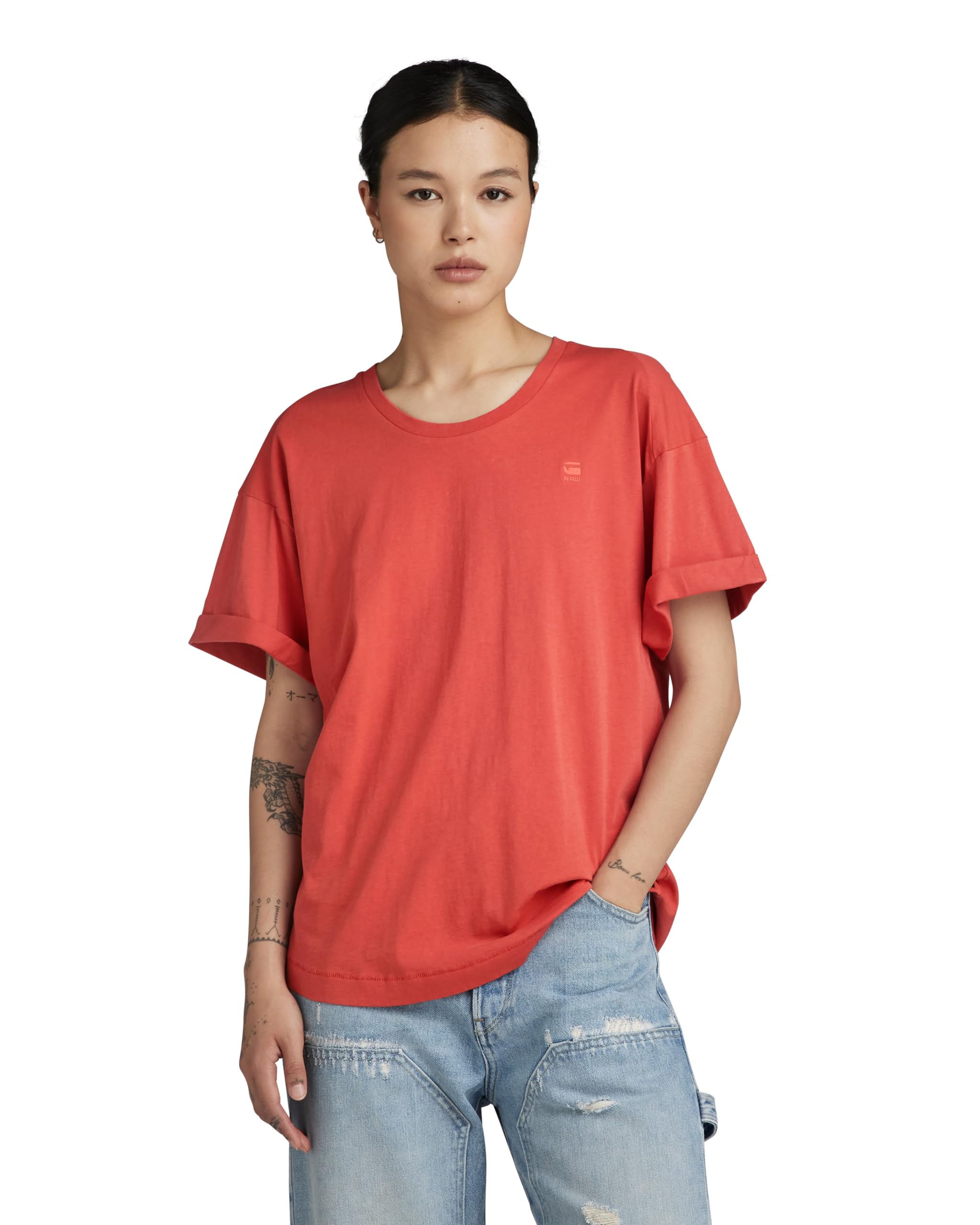 G-Star Women's Rolled Up Sleeve Boyfriend Top, Pink (finch D24524-4107-5789), XXS