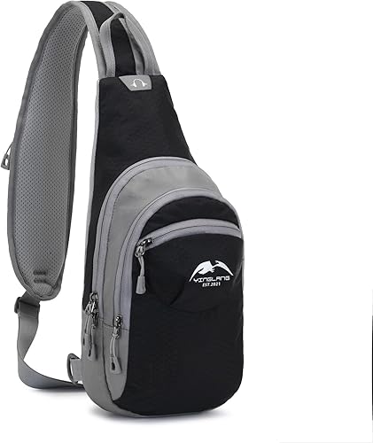 Anfei Mochila cruzada, bolsa de viaje, senderismo, bolsa de pecho para hombre y mujer, unisex (rojo rosa), Negro -, Mochila deportiva