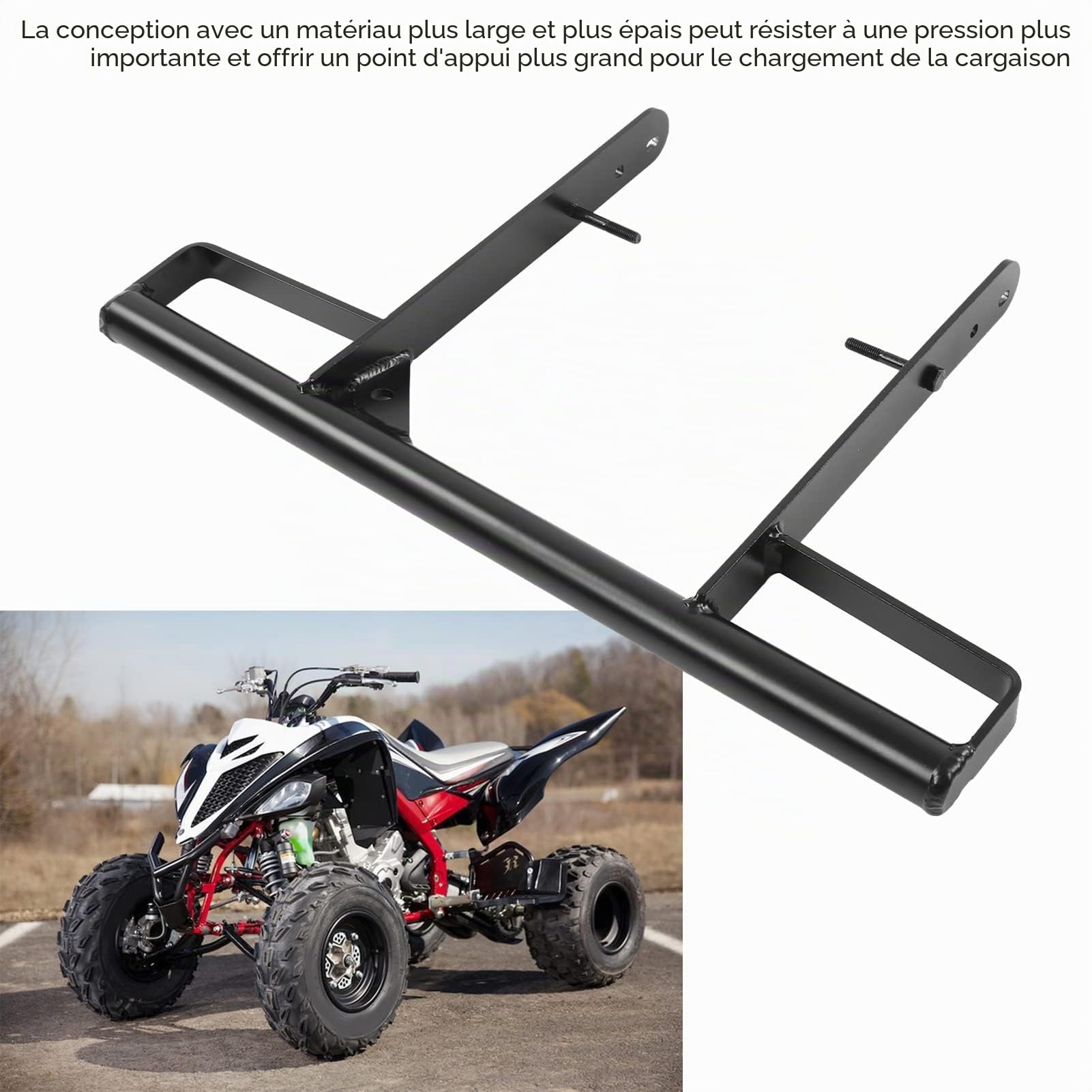 Barre d'appui de Pare-Chocs Arrière en Métal Noir pour Barre d'appui de sécurité de Siège pour 700R YFM700 2006-2020 de CFTGIW