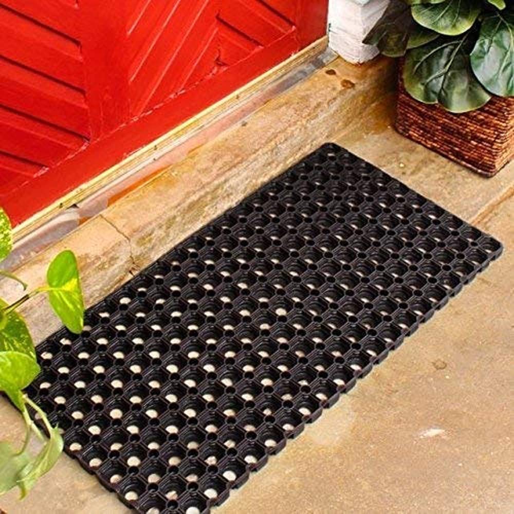 RED CRUSH Anti Fatigue Non-Slip Rubber Door Mats with Drain Holes for Bathroom Office Home Entrance Floor Foot Mat Rugs, 16 X 24 Inches, Black-picture-20
