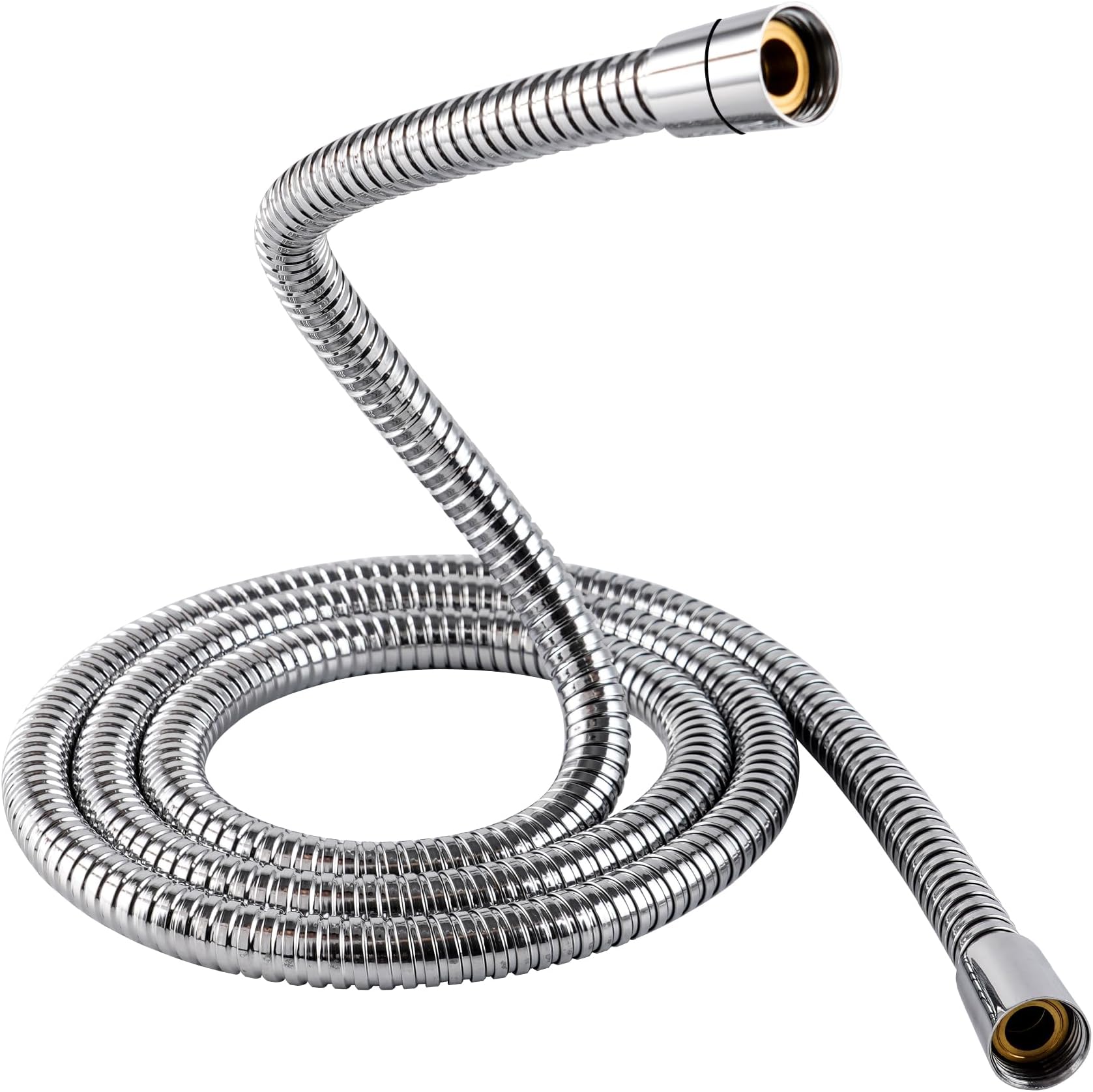 Hibbent 16mm (Outer)/10mm(Inner) Large Bore Shower Hose 1.5m(59") -Supper Low Water Pressure Boosting Shower Hoses with Chrome, Universal Anti-Kink and Leak-Proof (1.5M)