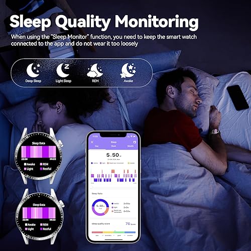 Miniatura 6 de Reloj inteligente para hombre con respuestahacer llamadas, 1.39 pulgadas HD siempre pantalla reloj de seguimiento de fitness con 190 modos