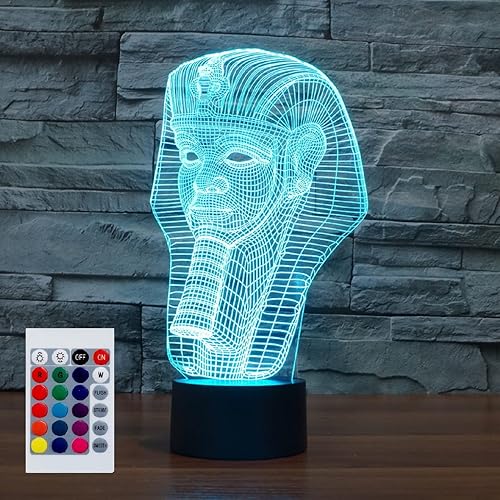 Luz nocturna para niños, faraón 3D, lámpara LED con control remoto, 16 colores cambiantes, regalo de cumpleaños de Navidad para niños