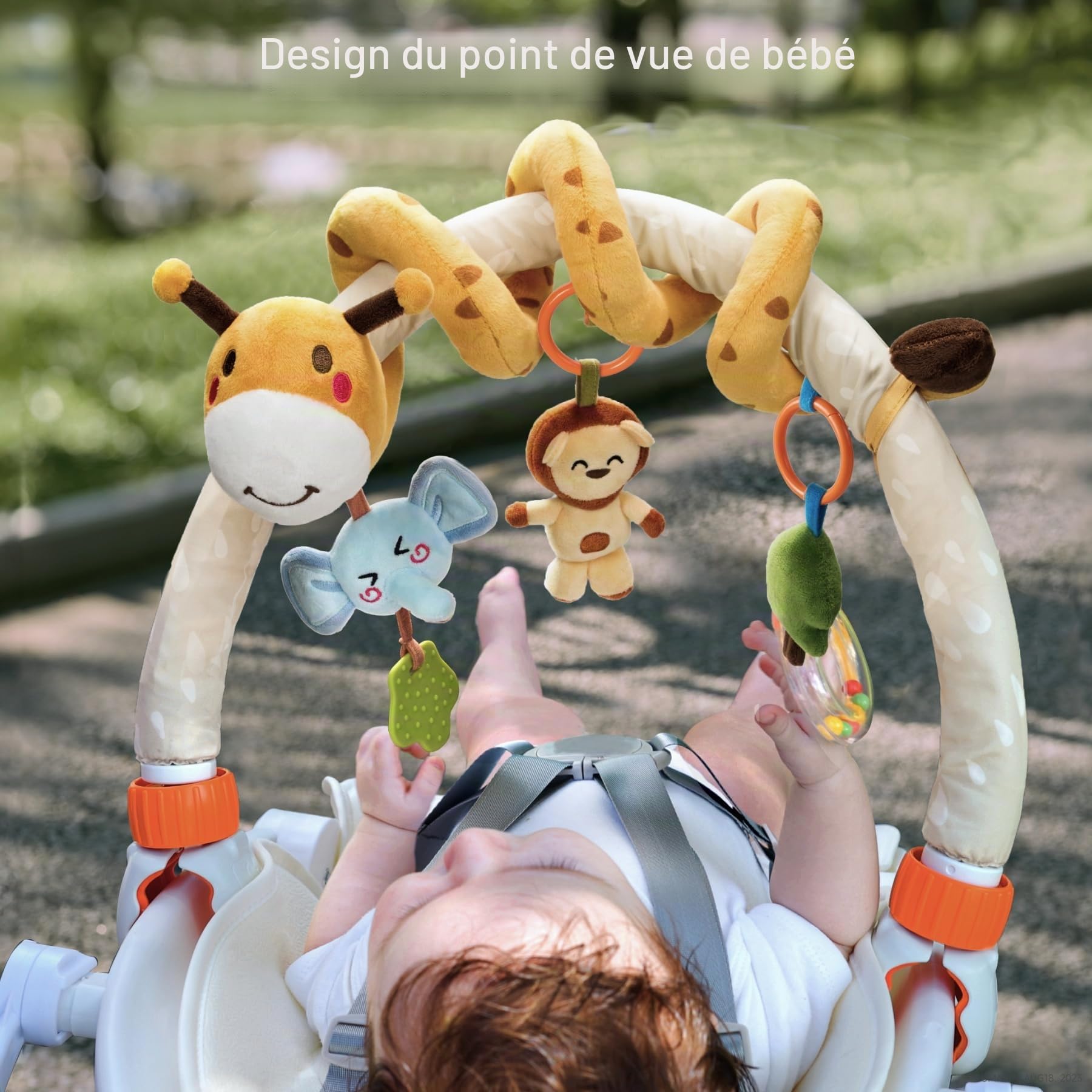 TUMAMA Kids Jouet Arche pour Poussette, Mobile Portable pour bassinette, siège Auto, Accessoires pour Berceau, Arche d'activité de Voyage pour bébés de 0 à 12 Mois.