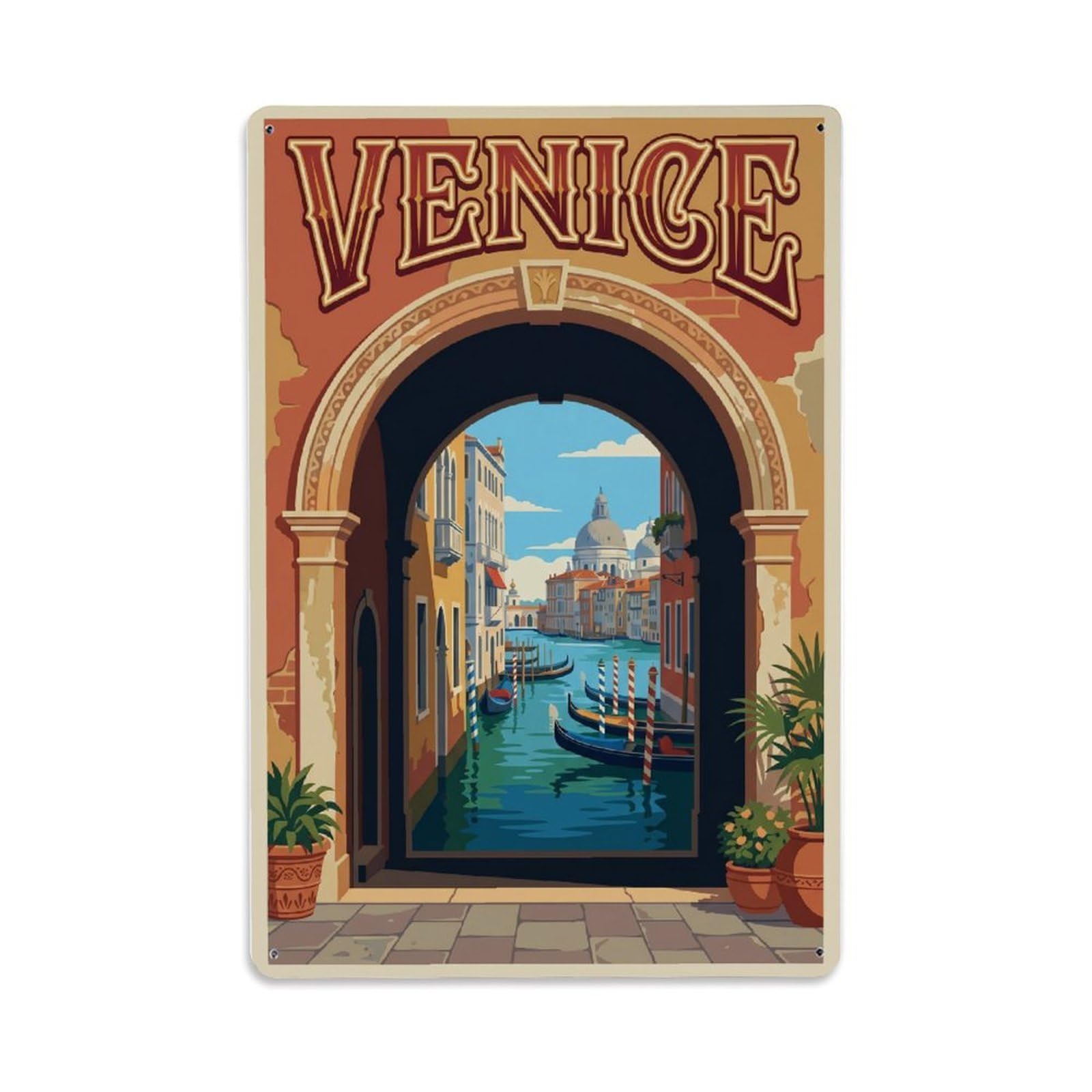 Vintage Travel Archway Italy Passage Metal Tin Sign Plaque Wall Decor for Cafe, Club Bar, Office, Home Garden Metal Poster 8x12Inch