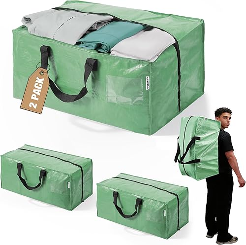 Miniatura 9 de WORKPRO Paquete de 6 bolsas de mudanza extra grandes con cremalleras y asas de transporte, correas de mochila, bolsa de almacenamiento resistente
