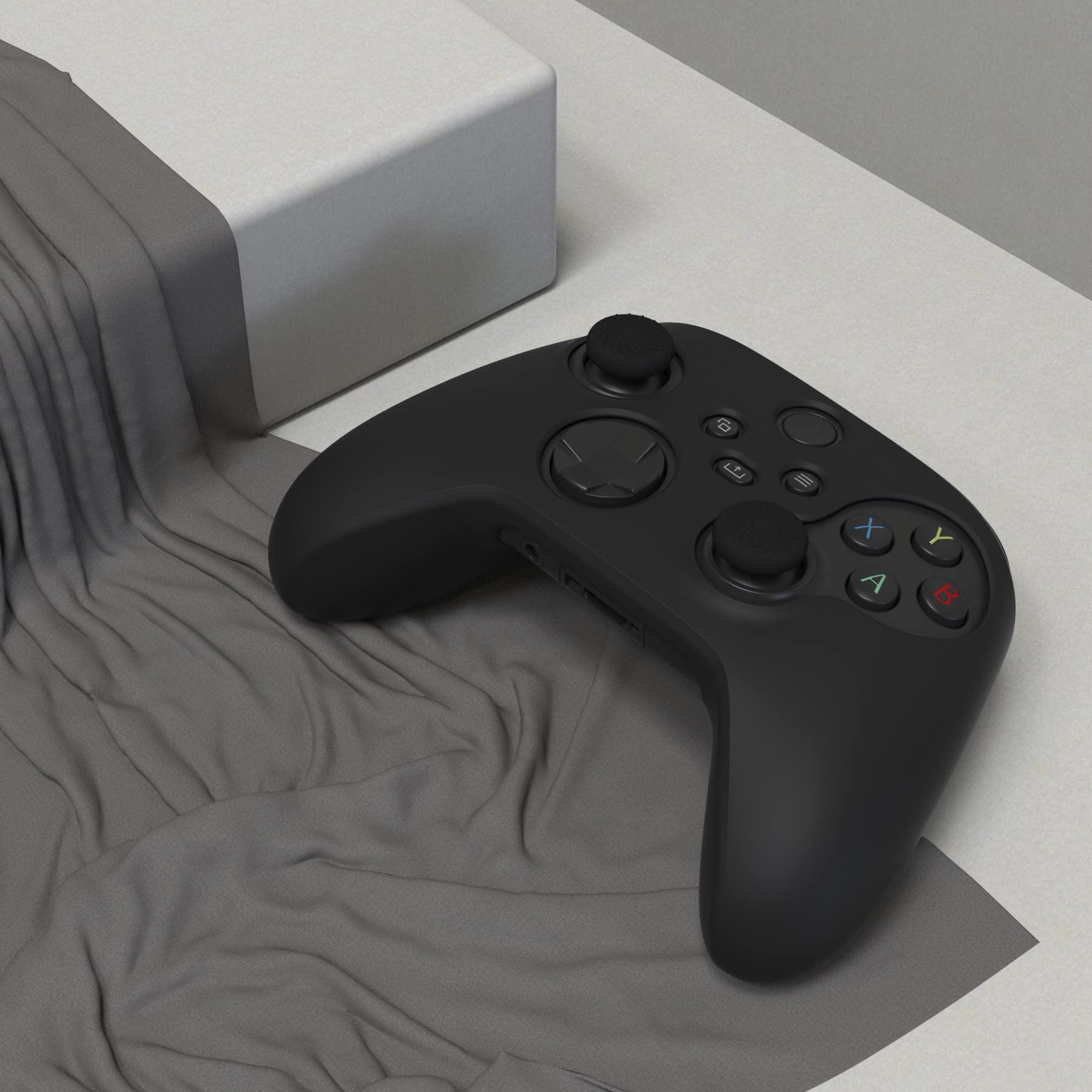 PlayVital Black Pure Series Anti-Slip Silicone Cover Skin for Xbox Series X Controller, Soft Rubber Case Protector for Xbox Core Wireless Controller with Black Thumb Grip Caps - 5