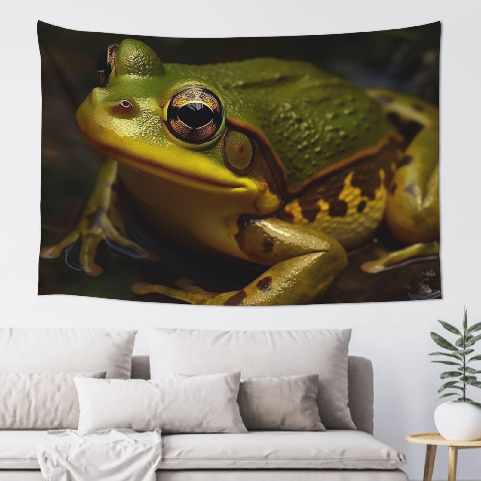 MXDLKSWPOH Tapestry 152x102 cm Art Wall Hanging for Living Room Modern Soft Aesthetic Tapestries Poster Green Frog in Pond Tapestry Home Decoration Large Wall Tapestries for Bedroom Dorm Decor