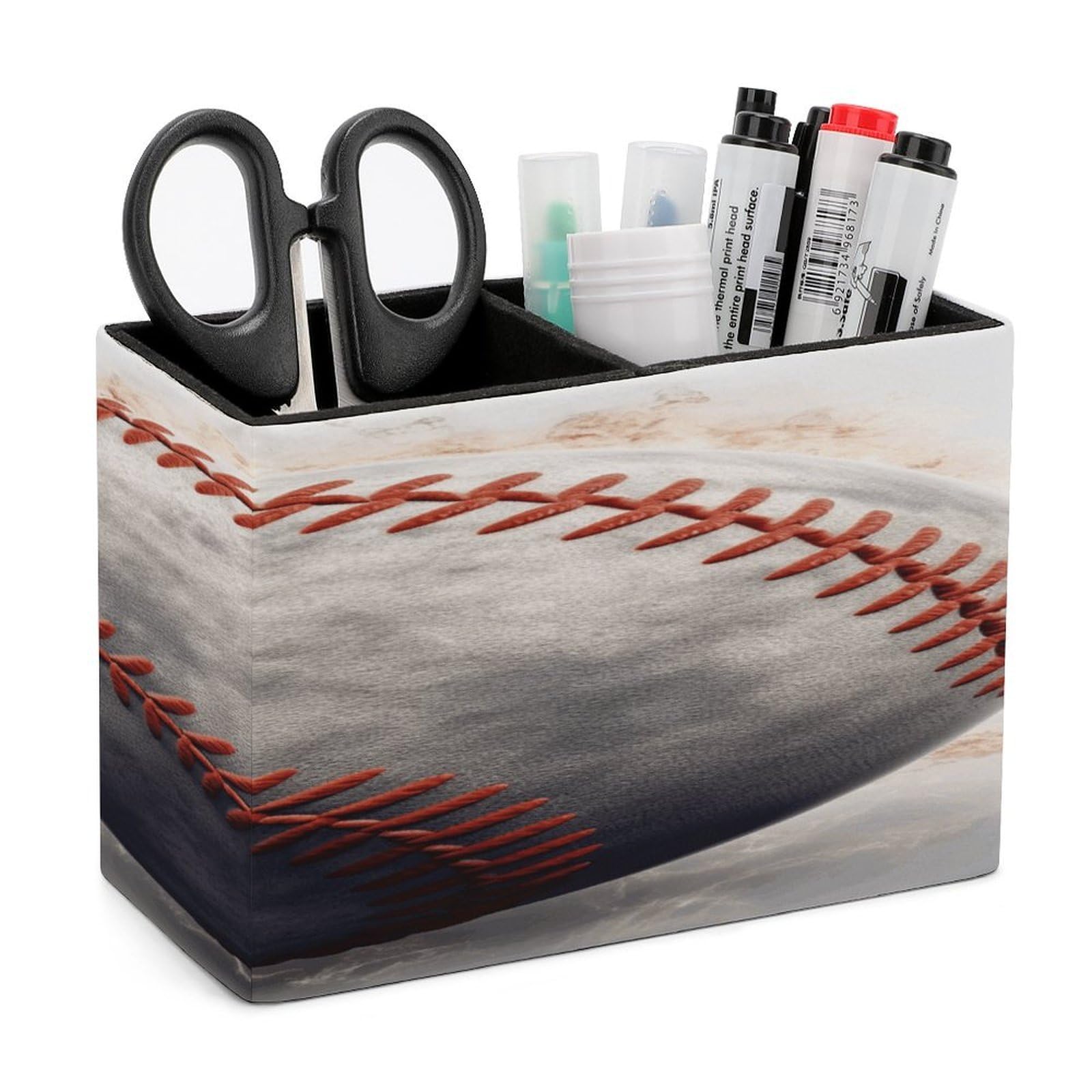 JTREHY Baseball Pencil Holder Exquisite Fashion Leather Pen Receptacle Soft High-End Pen Container for Office Home Accessories Or Housewarming Present