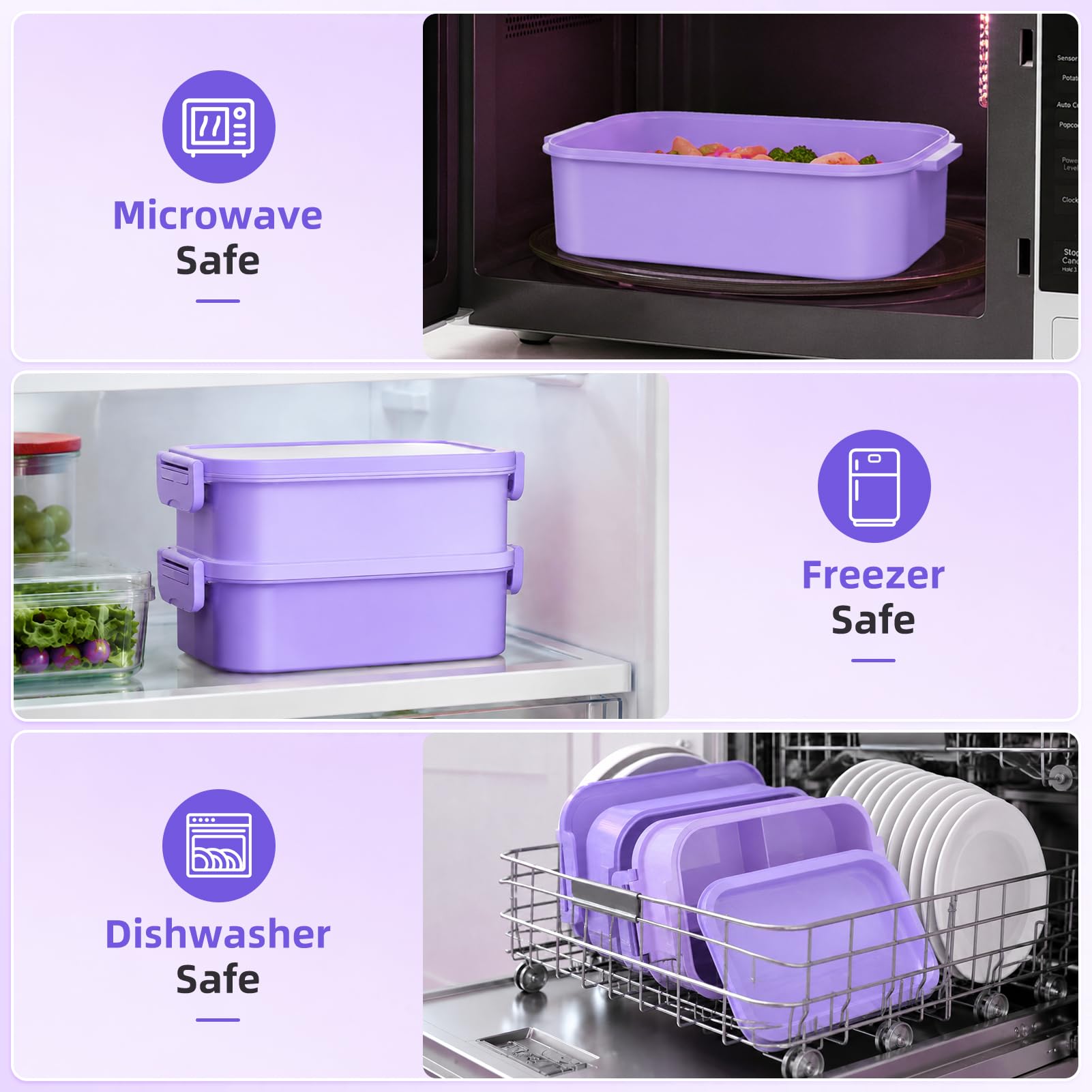 Boîte à bento pour adultes avec sac à déjeuner pour femmes – Boîte à déjeuner empilable tout-en-un pour adultes et enfants – Grande boîte à déjeuner Bento étanche avec fourchette, cuillère, boîte à