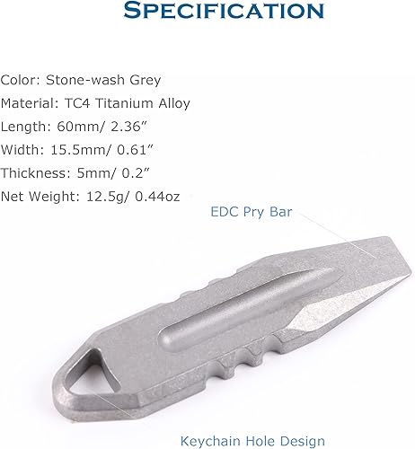 Miniatura 2 de Titanio EDC Palanca Mini Llavero Portátil (Gris)