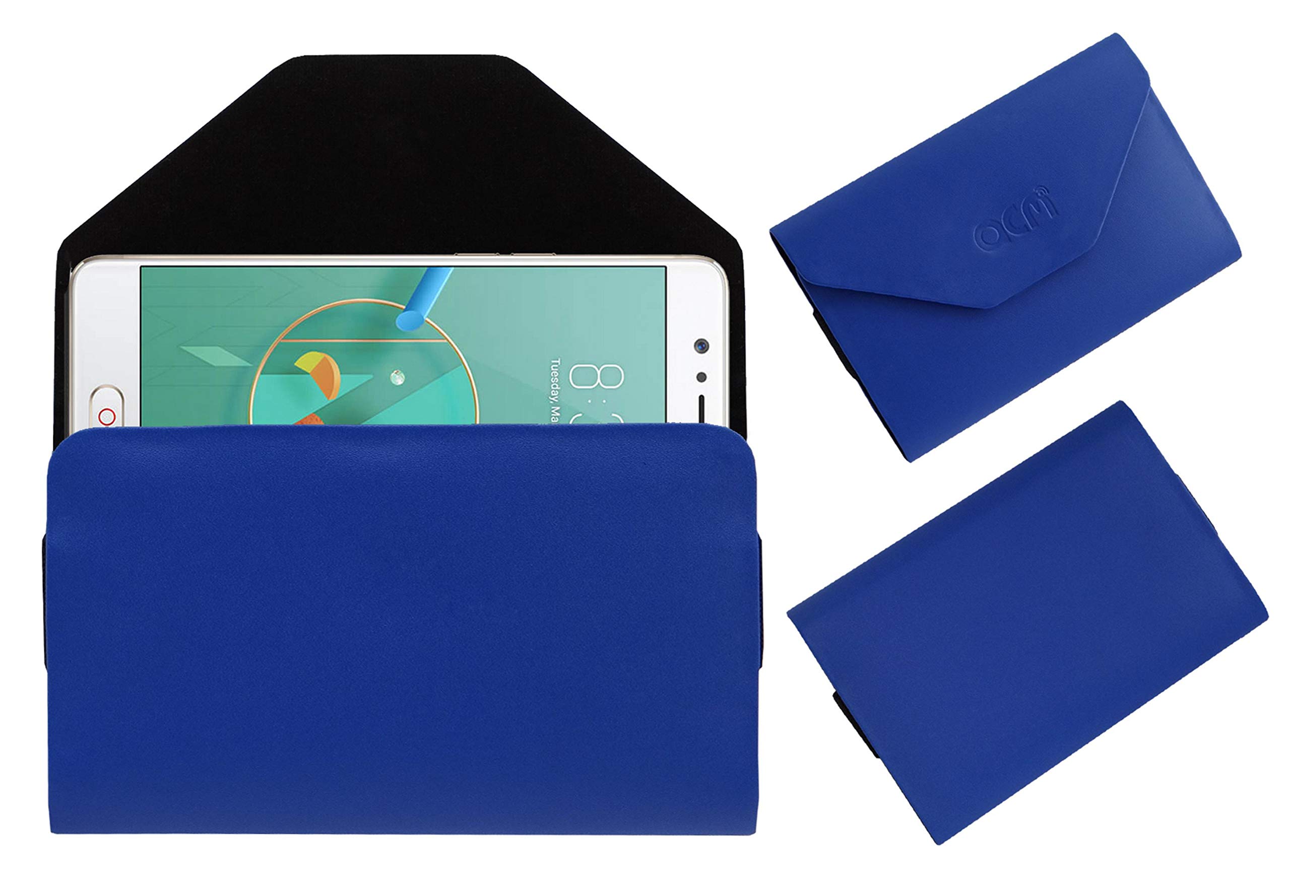 ACM Flip Flap Pouch Case Compatible with Nubia M2 Global ROM Mobile Leather Cover Blue