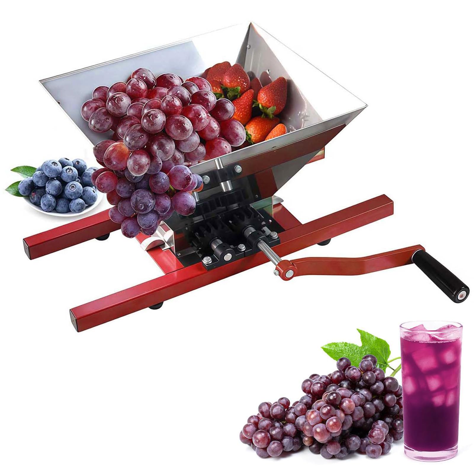 Broyeur manuel de 7L et presse-agrumes en acier inoxydable pour vin et cidre maison