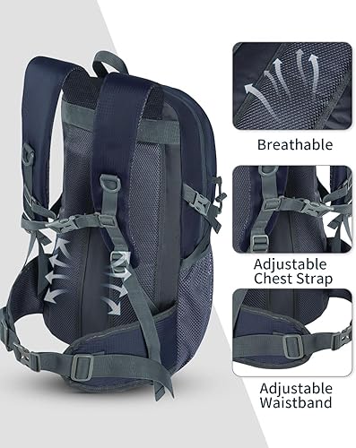 Miniatura 4 de Mochila de senderismo, 40 L, ligera, impermeable, mochila de camping para hombres y mujeres, bolsa de viaje para deportes al aire libre, Azul,