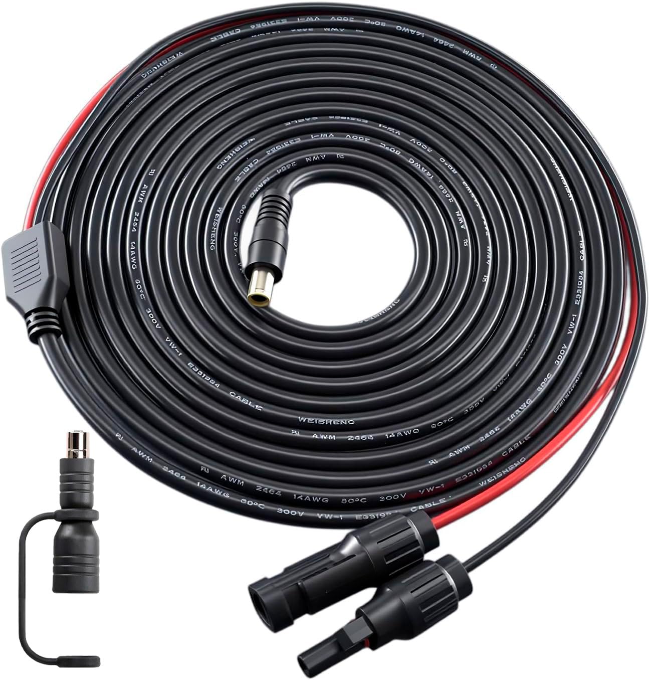 Cavo solare a DC 8 mm con adattatore DC 7909 to 8020, cavo di ricarica solare da 14 AWG, compatibile con Jackery Explorer 240/1000/2000 Pro Plus Bluetti EB70/EB3A/AC200MAX Anker 535/555 Powerstation