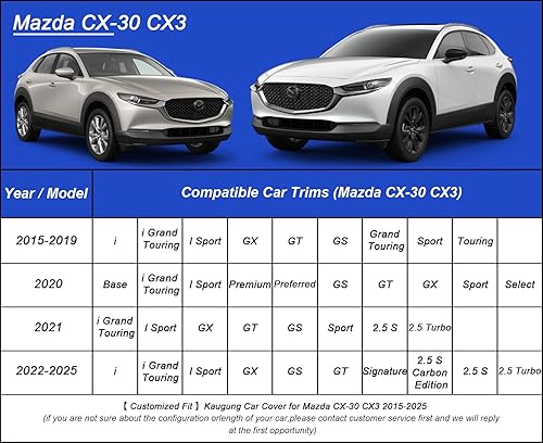 Miniatura 5 de Funda impermeable para automóvil, ajuste personalizado, Mazda CX-30CX3 (2015-2025), cubierta exterior completa para automóviles, ligera, resistente