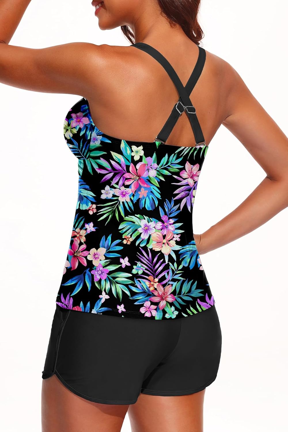 Womens Tankini with Shorts - Two Piece Tummy Control Swimsuit Athletic Bathing Suit with Pockets 2025 Swimwear - Image 3