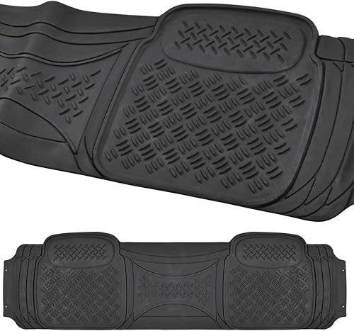 Miniatura 10 de BDK ProLiner Diamond Grid - 3 alfombrillas de goma resistentes para automóvil, SUV, camioneta y camión, protección para todo tipo de clima, ajuste
