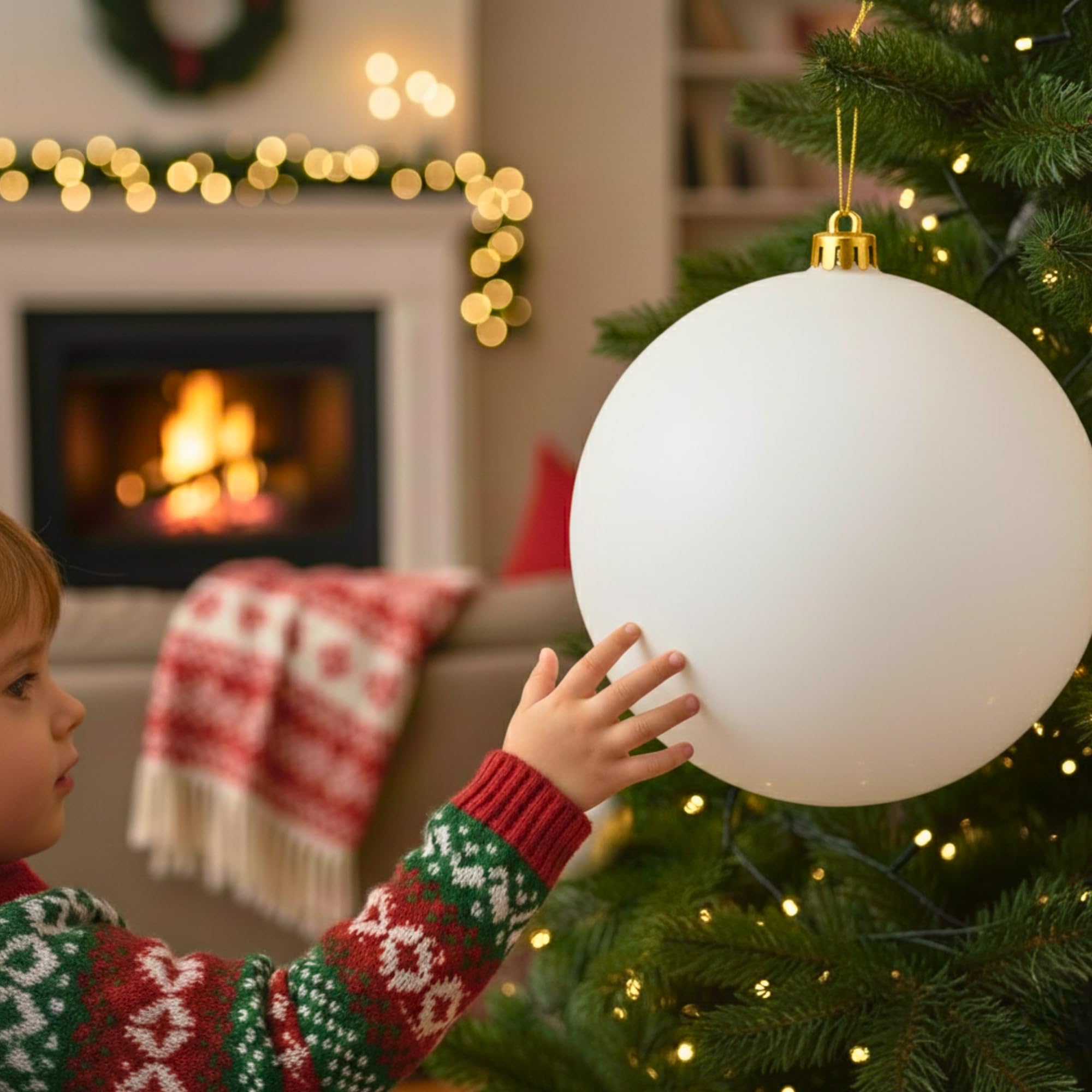 25 cm große, weiße Weihnachtskugel, PVC, bruchsicher, Mattes Finish, Weihnachtsdekoration, Festliche Weihnachtsbaum-Hängedekoration, rundes Ornament für Urlaub, Heimdekoration