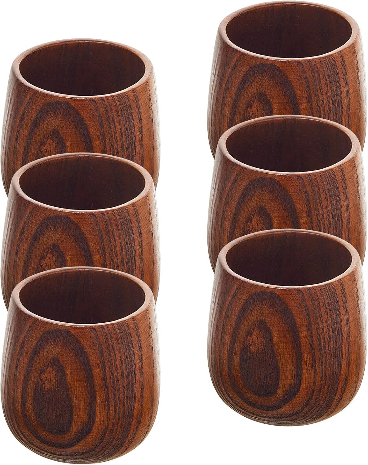 Suclain 6 Pieces Wooden Tea Cups Wood Coffee Cups Wooden