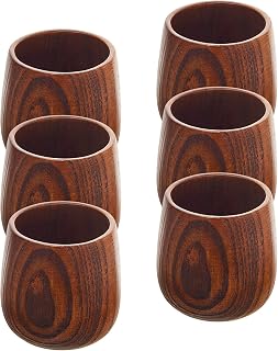 Suclain 6 Pieces 6 oz Wooden Tea Cups Wooden Coffee Cups Wood Teacups Coffee Mug for Drinking Espresso Tea Beer Wine Water Restaurant Cafe Home Serving Entertain, Cannot Use Dishwasher
