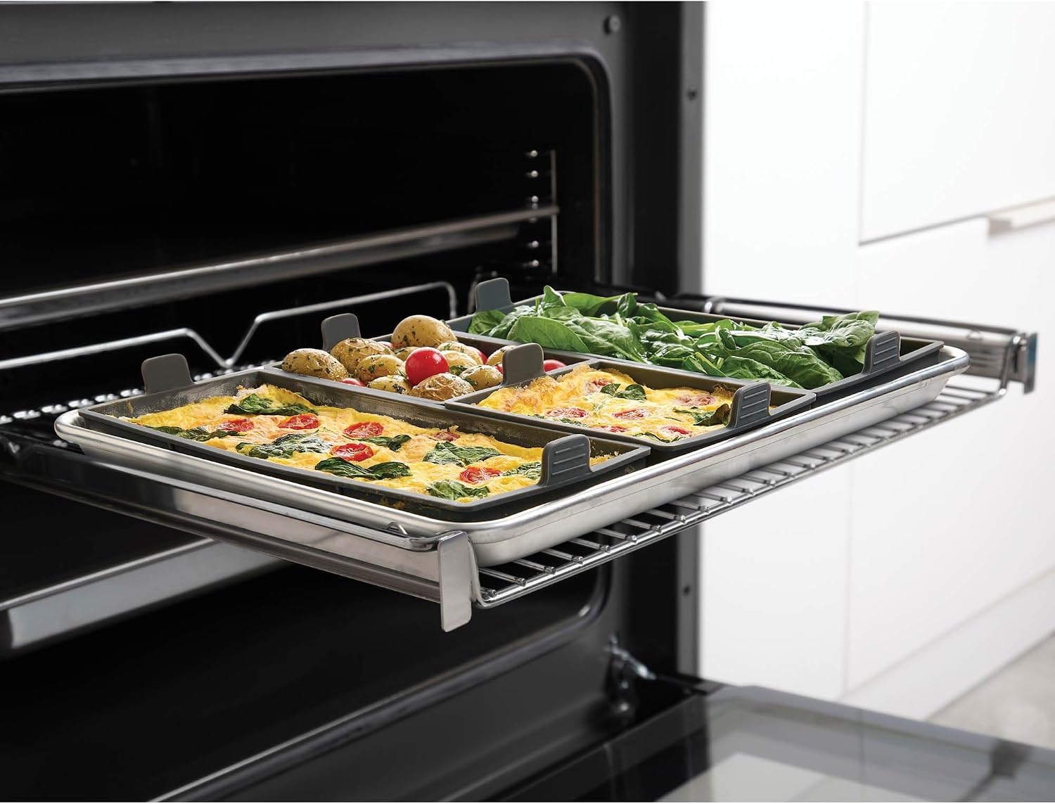 HIC Kitchen Non-Stick Sheet Pan Dividers, European-Grade Silicone, 8-Pieces, Fits 2 US Half-Size 13 x 18-Inch Sheet Pans