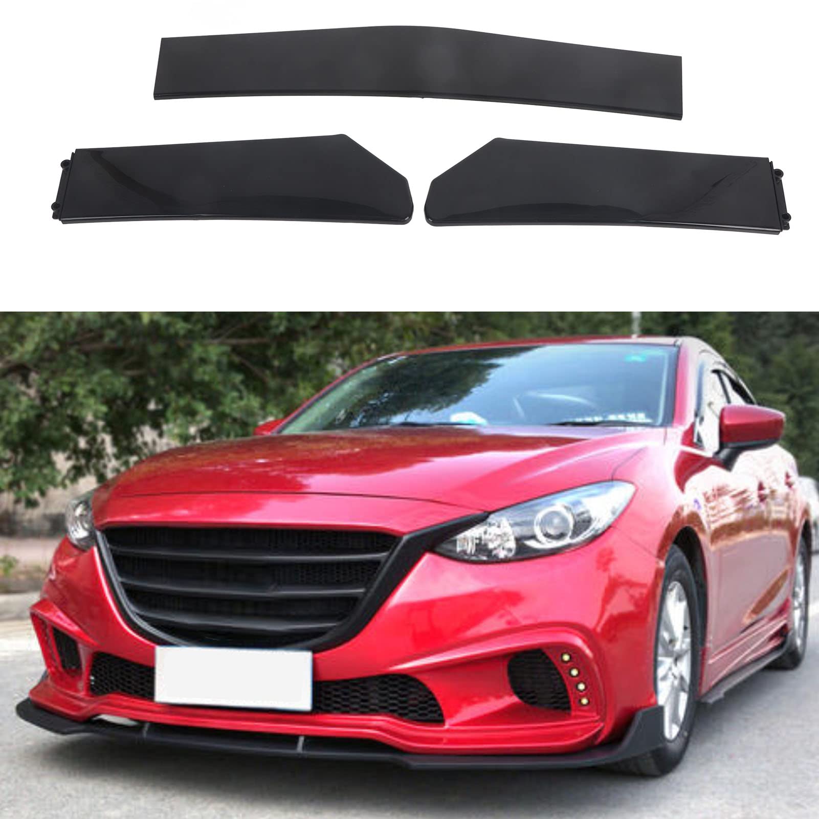 Aramox Kit de Cuerpo de Labio de Parachoques Delantero, 5 Piezas Kit de Cuerpo de Labio de Parachoques Delantero Universal Splitter Lip Spoiler Difusor Canard Protector para Coche