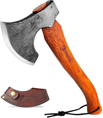NEDFOSS Mammoth - Hacha de hacha de camping de 15 pulgadas con acero de alto carbono 1065 y mango de madera, hacha multiusos para camping, bushcraft