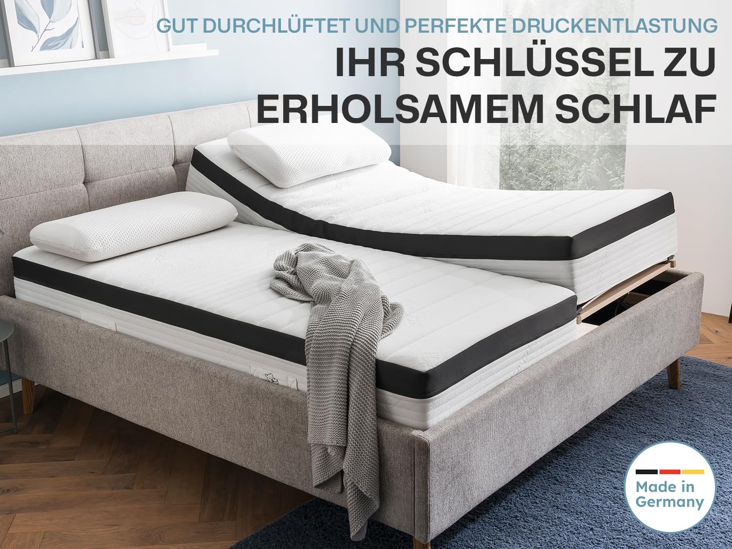 Ravensberger Matratzen Struktura-MED Gel Komfortschaummatratze – 7-Zonen – 90 x 200 cm – Härtegrad H2 – mit Gel-Auflage – waschbarer Tencel-Bezug – Oeko-TEX® Zertifiziert – produziert in Deutschland