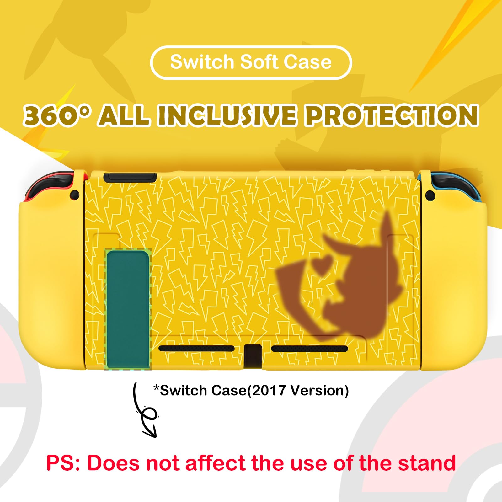 DLseego Custodia Compatibile con Switch 2017 Edition, Morbida Dockable Custodia Switch con 4 Copri levette analogiche, resistente ai graffi e all'assorbimento degli urti,Pika genio