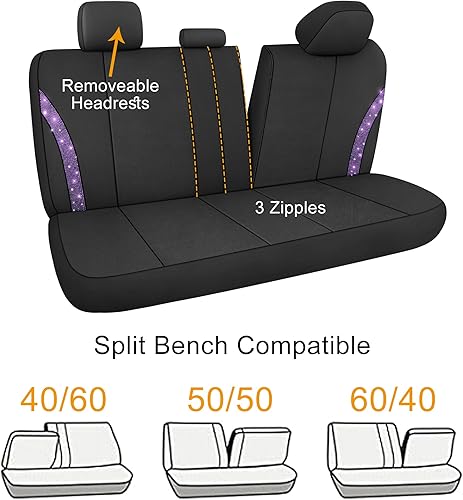 Miniatura 6 de Pariitadin Juego completo de fundas de asiento de automóvil de cuero brillante para mujeres y niñas, fundas de asiento de automóvil transpirables