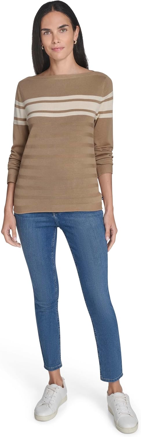 Nautica Womens Mariner Stripe Pullover Boatneck Long Sleeve - Image 2