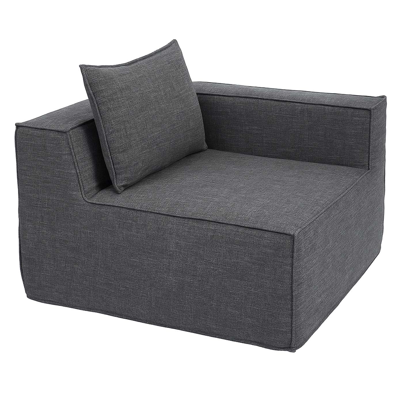 Mendler L-Sofa HWC-O54, Lounge-Couch mit Ottomane, erweiterbar modular rechts/Links, Stoff/Textil 63x270x190cm - dunkelgrau