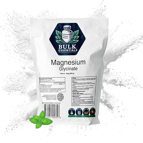 Suplemento en polvo de glicinato de magnesio puro  Polvo de magnesio sin sabor de 8.82 oz para relajación, sueño y apoyo muscular  Hecho en Estados