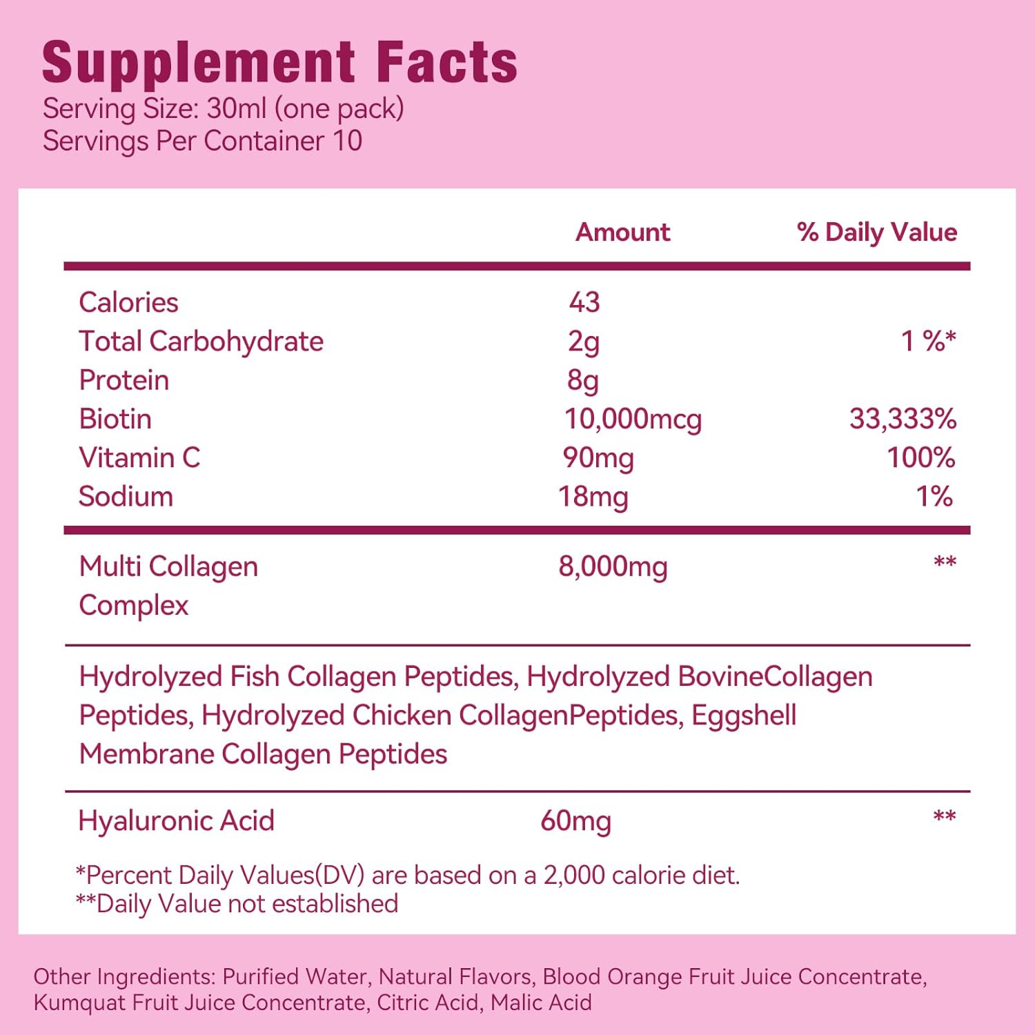 Liquid Collagen for Women, 10000mcg Biotin, 8000mg Multi Type Collagen Peptides, Hyaluronic Acid, Vitamin C, Skin, Nail, Hair Supplement, Orange Flavor, 10 Fl oz. (10 FL Oz (Pack of 1)) - Image 8