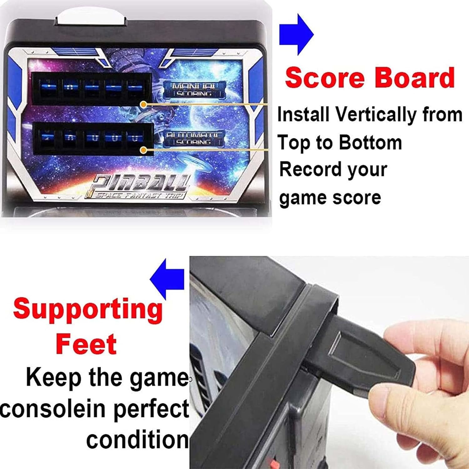 PHATM Compact Tabletop Marble Arcade for Small Space Pinball Machine Retro Arcade Machine Electronic Super Marble Game with Scorer Lights Music