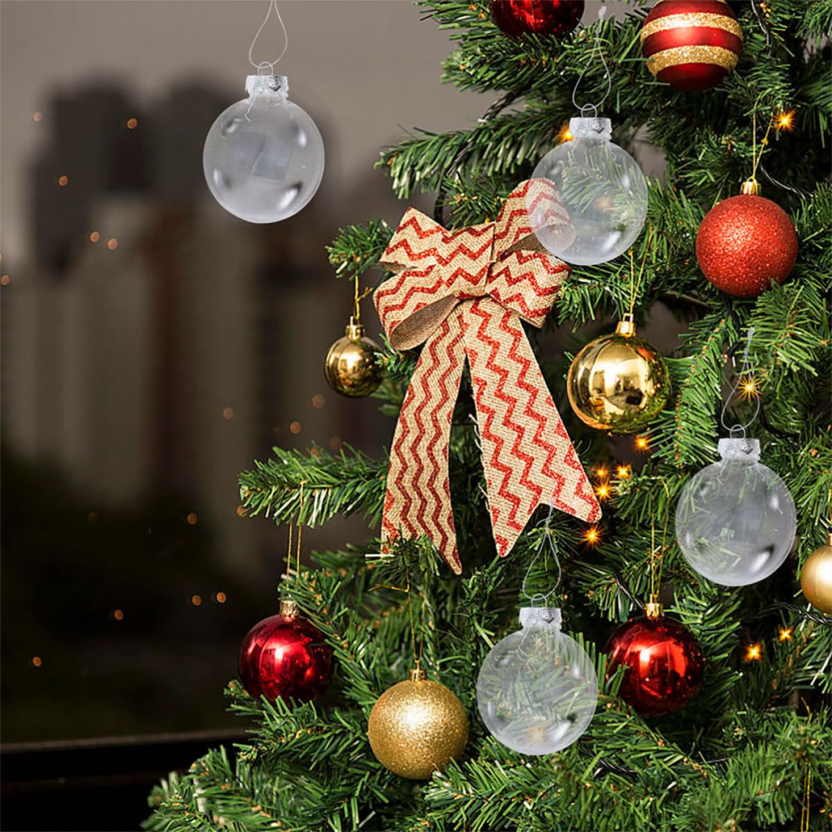 SHINEOFI 48 Piezas Bola de Navidad Transparente Rellenable Pet, Adorno