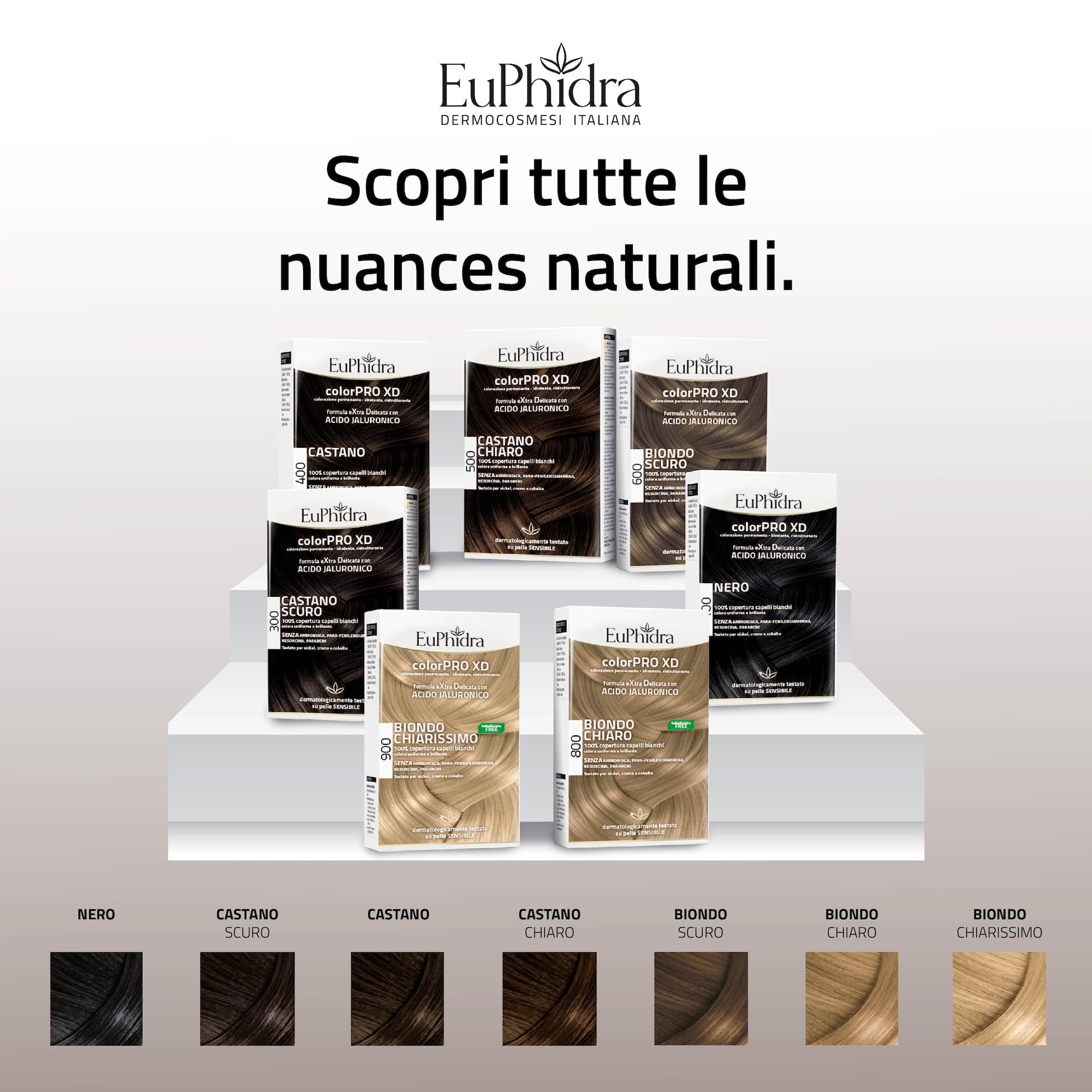 Euphidra - ColorPro XD 300, Castano Scuro, Colorazione Permanente con Acido Ialuronico, Idrata in Profondità, per un Risultato Professionale