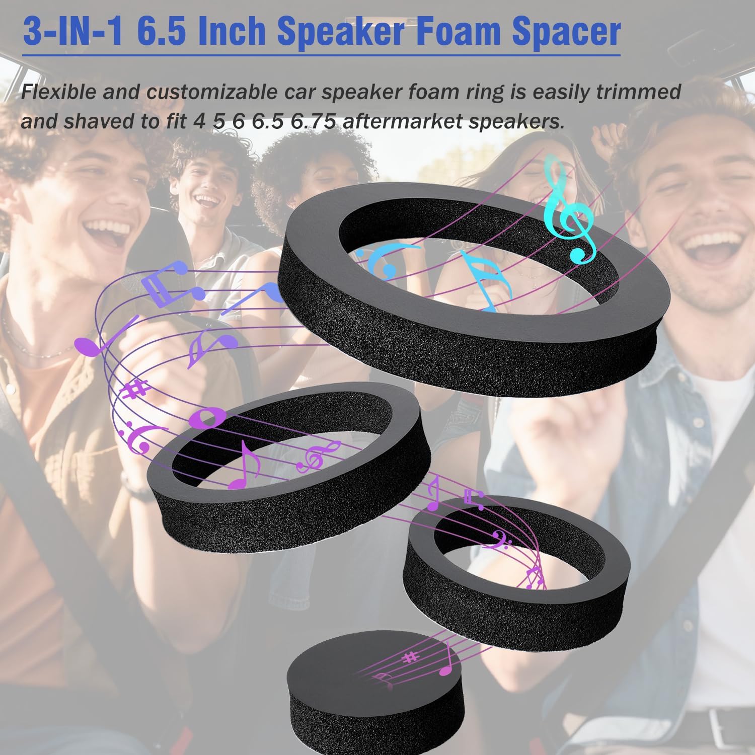 6.5 Speaker Foam Ring,3 in 1 Car Speakers Adapter Kit