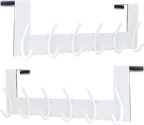 SKOLOO Gancho para colgar sobre la puerta, 6 ganchos, no requiere montaje, ganchos de puerta de acero inoxidable, perchero para colgar abrigos,