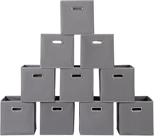 Miniatura 49 de Contenedores de Almacenamiento de Tela Azul Marino, 11x11x11, Juego de 6, Contenedores Cúbicos Plegables para Almacenamiento de Ropa o Accesorios